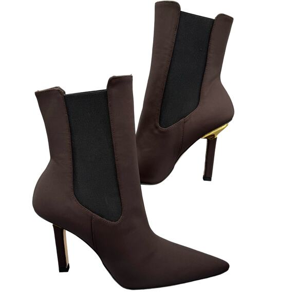NEW Good American Women’s Pointed Toe Neoprene Chelsea Booties Brown Size 6.5 - Picture 1 of 10